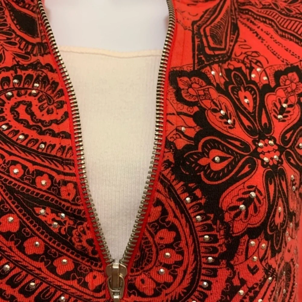 Style & Co Sport Hoodie Sparkling Silver Studs Red and Black Size XS - Picture 2 of 6